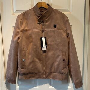 Ferrari Brown Faux Leather Jacket F-Collection suede tan